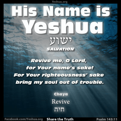 Psalm 143:11, Yeshua, chaya, revive me, tehillim, 